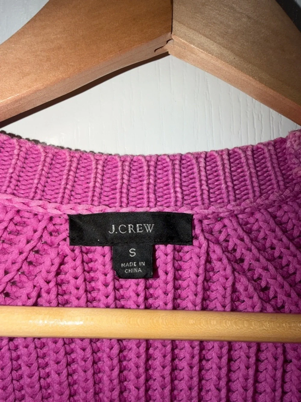 J. Crew purple dyed Ribbed Crewneck Sweater size small cable knit